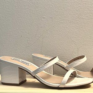 White Block Heels - Steve Madden Issy Crocodile Embossed - Women Size 8